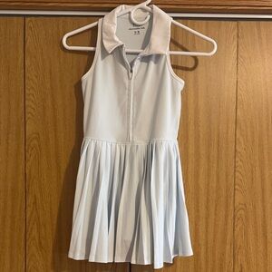 abercrombie kids pale blue sleeveless zip-front pleated dress